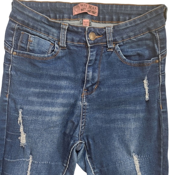 Wax Jean Y2K Butt I Love You Distressed Skinny Stretch Dark Grunge Jeans 5/27 - Picture 6 of 12